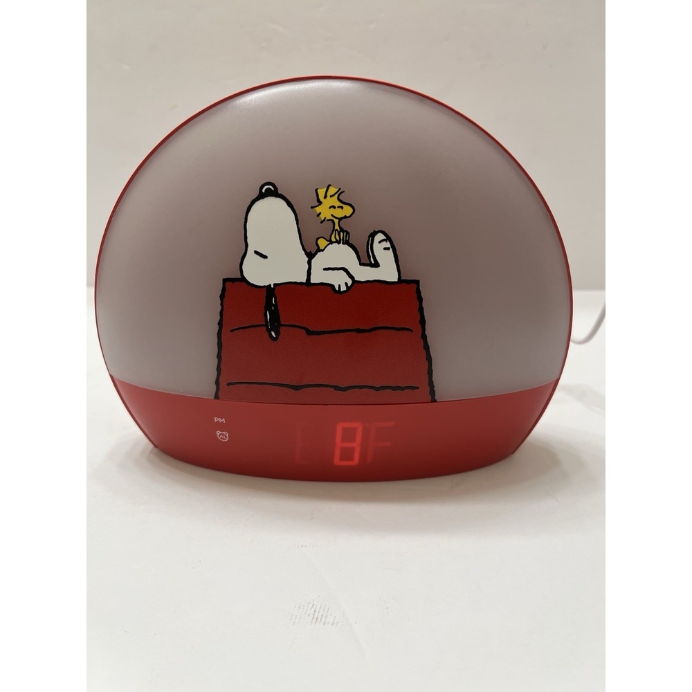 Peanuts Snoopy Sunrise Alarm Clock Red Digital Display Lighted Plastic
